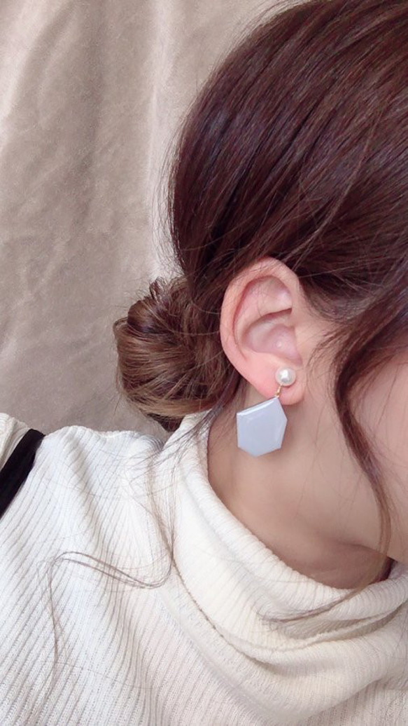 KAKERA pearl pierce/earring Ⅱ(Gray) 3枚目の画像