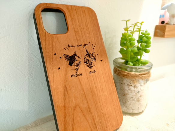 飼いねこの木製スマホケース２　ペット　木製　オーダーメイド　iphone 4枚目の画像