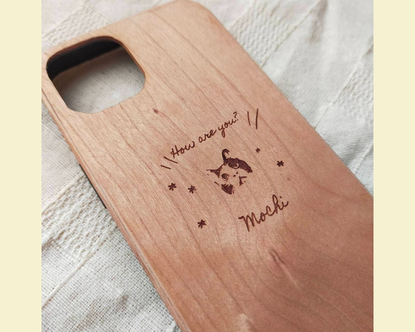 飼いねこの木製スマホケース２　ペット　木製　オーダーメイド　iphone 13枚目の画像