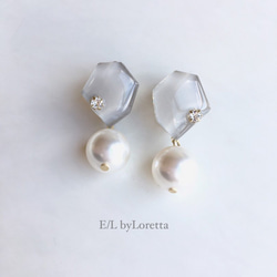 KAKERA pearl pierce/earring Ⅰ(Beige) 1枚目の画像