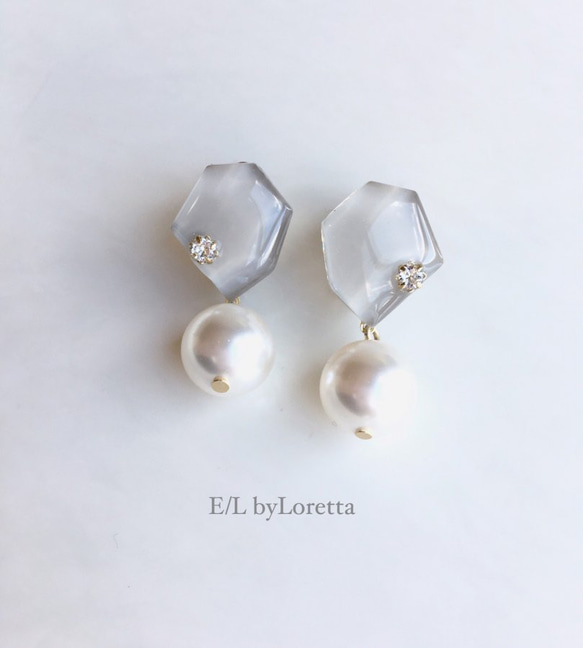 KAKERA pearl pierce/earring Ⅰ(Beige) 1枚目の画像