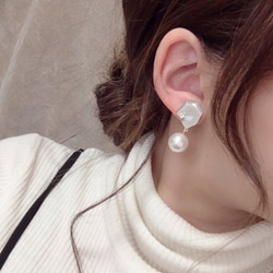 KAKERA pearl pierce/earring Ⅰ(Beige) 2枚目の画像