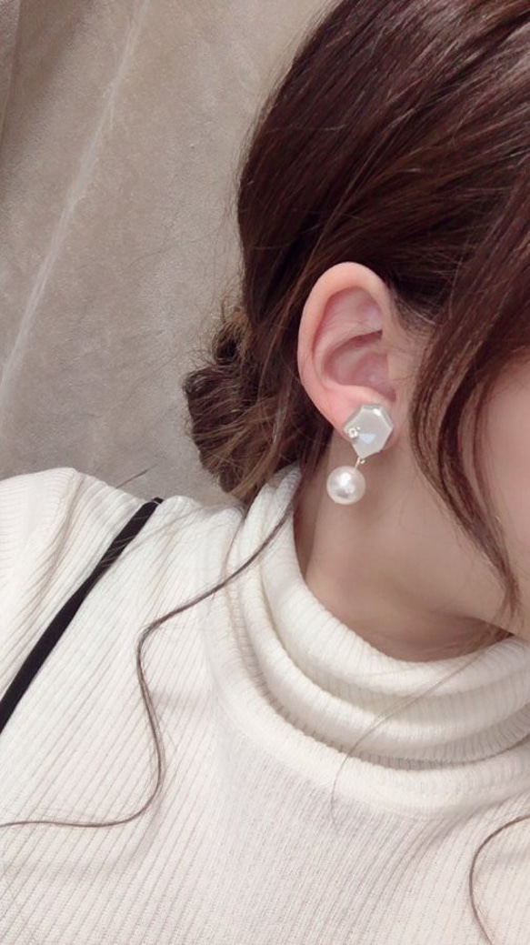 KAKERA pearl pierce/earring Ⅰ(Beige) 2枚目の画像