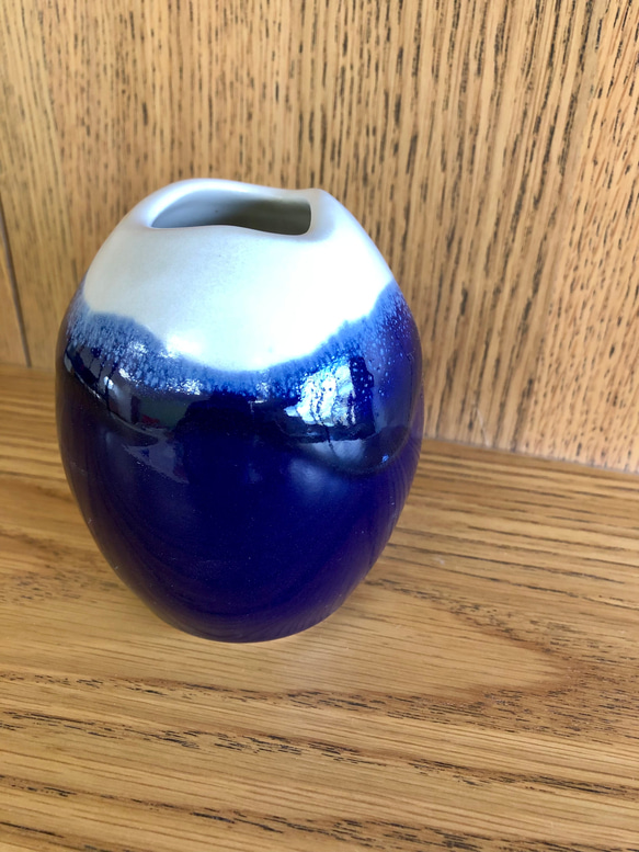 青釉掛分花瓶 2枚目の画像