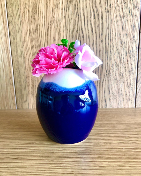 青釉掛分花瓶 1枚目の画像