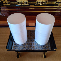 〘鏡餅〙浄土真宗　大谷派の鏡餅　 ８段飾り　一対　木製　∅１６センチ 2枚目の画像