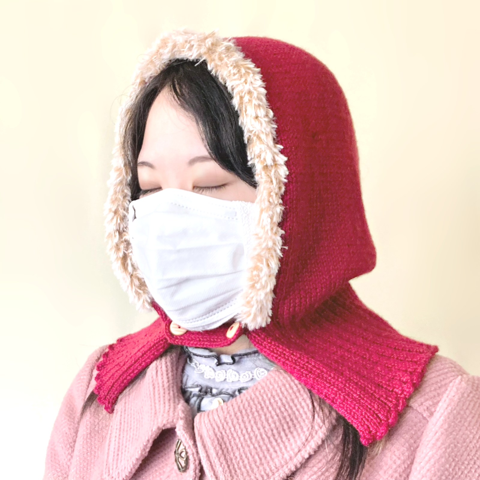 ハンドメイド【フーディ】マフラー付き バラクラバ 混ぜ合わ ハンドメイド【フーディ】マフラー付き バラクラバ 混ぜ合わ