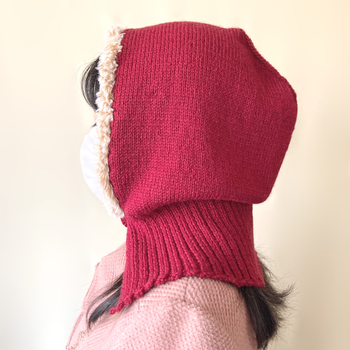 ハンドメイド【フーディ】マフラー付き バラクラバ フード 毛糸