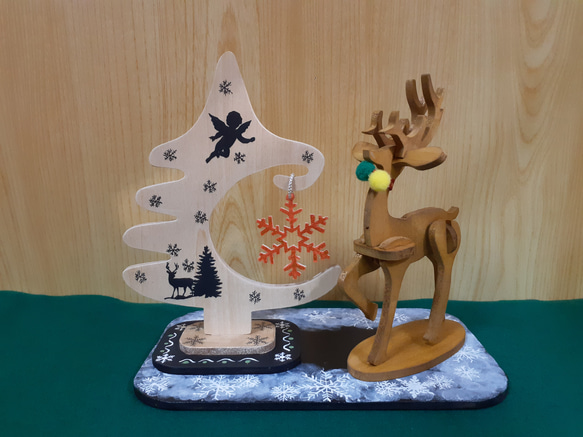 Xmasツリーとトナカイ(木工アート) その他置物 makochin 通販 14947885