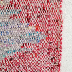 手織りマフラー　赤系引き返し織り　１点もの 3枚目の画像