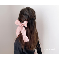 chiffon ribbon clip long   ヘアアクセサリー　ヘアクリップ　キッズ　ベビー　出産祝い　リボン　 4枚目の画像