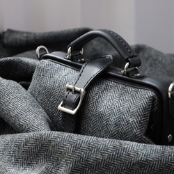 「ウール×革の組み合わせ」大人気！横型がま口バッグ 手作りのレザーショルダーバッグレディース 13枚目の画像