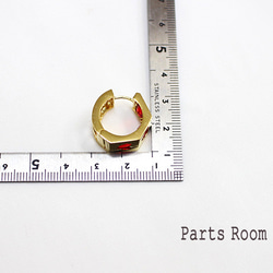 [2 件] [數量有限] 大號一觸式彩色心形耳環 [紅色]-mt-3816 第4張的照片