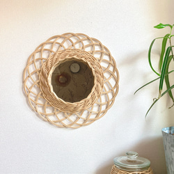 ラタンミラー/チェックの花びら（M）コーヒー染め タペストリー