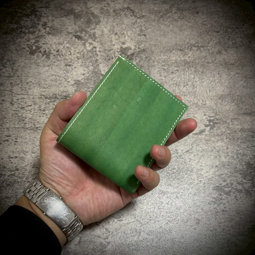 経年変化を楽しむ メンズ 二つ折り 財布 生成り ナチュラル 手縫い