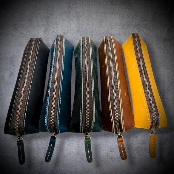 ハンドメイド　イタリアンレザーのペンケース イタリアンレザー ヌバック ペンケース 小物入れ メンズ レディス 牛革