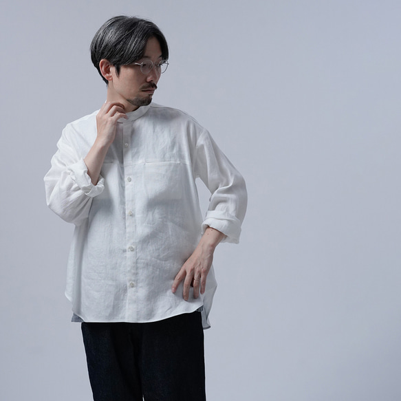 【wafu】リネンシャツ ハートをわしづかみの 洗練されしシャツ /白色 t021i-wht1 3枚目の画像