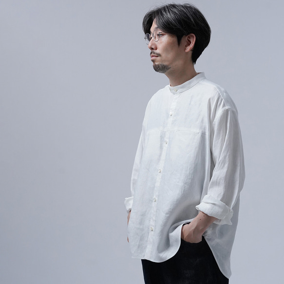 【wafu】リネンシャツ ハートをわしづかみの 洗練されしシャツ /白色 t021i-wht1 1枚目の画像