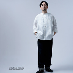 【wafu】リネンシャツ ハートをわしづかみの 洗練されしシャツ /白色 t021i-wht1 2枚目の画像