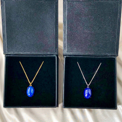 花紺青』ラブラドライトとブラックアクアマリンのマクラメペンダント