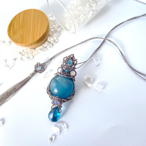 アクアマリン(ソフィア)×アパタイト×3種類のムーンストーン×ブルー