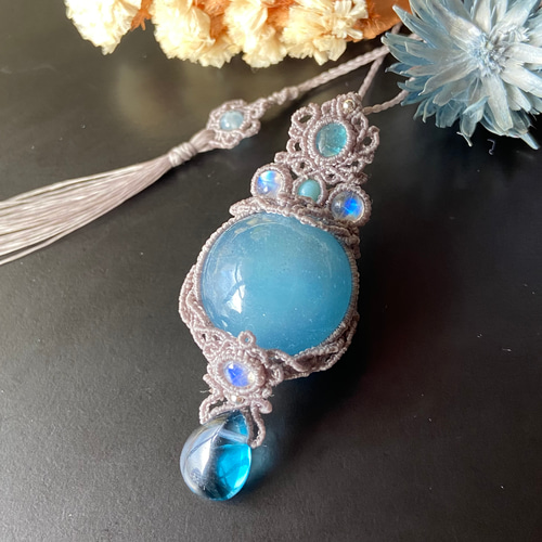 アクアマリン(ソフィア)×アパタイト×3種類のムーンストーン×ブルー