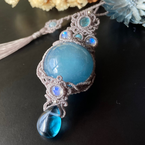 アクアマリン(ソフィア)×アパタイト×3種類のムーンストーン×ブルー