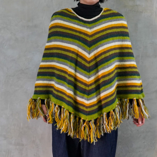 冬に大人可愛い‼️【手編みニット】 ポンチョ パープルピンク ニット