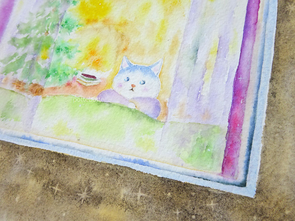 【原画】窓辺の仔猫 / 水彩画　no.142 8枚目の画像