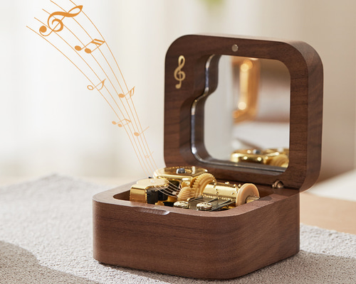 美しさの音楽箱 ハンドメイド木製のオルゴール 鏡付きの