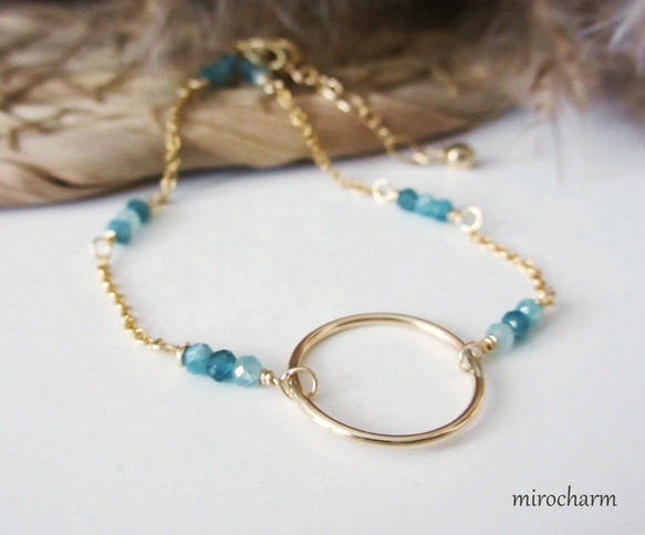 14Kgf} 希少グランディディエライト＊リングブレスレット -ブルー