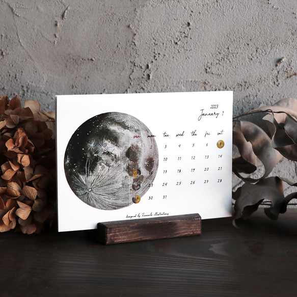 Moon Desk Calendar 2023 卓上ムーンカレンダー2023 カレンダー Ramailo illust 通販｜Creema(クリーマ)