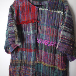 [Handwoven] Colorful Long Coat with Saori Weaving 第4張的照片
