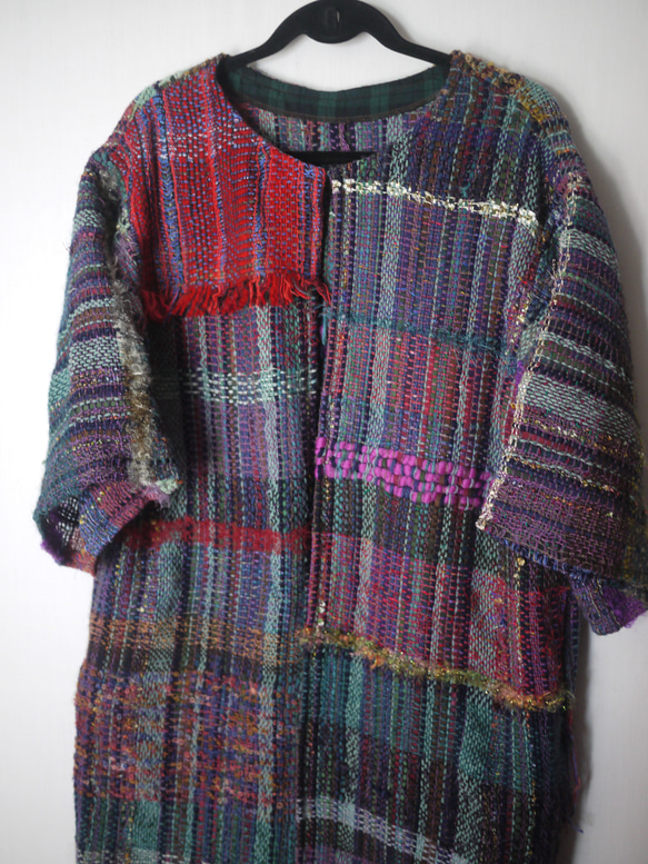 [Handwoven] Colorful Long Coat with Saori Weaving 第4張的照片