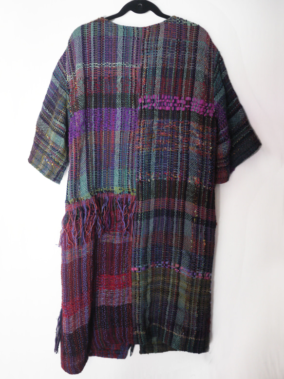 [Handwoven] Colorful Long Coat with Saori Weaving 第3張的照片