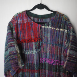 [Handwoven] Colorful Long Coat with Saori Weaving 第5張的照片