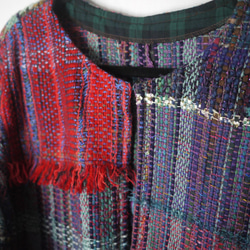 [Handwoven] Colorful Long Coat with Saori Weaving 第8張的照片