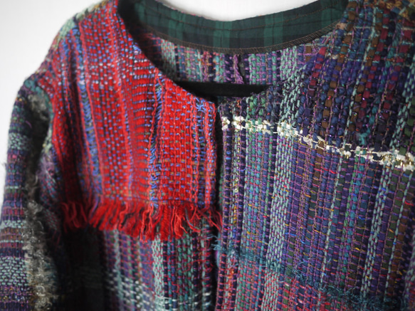 [Handwoven] Colorful Long Coat with Saori Weaving 第8張的照片