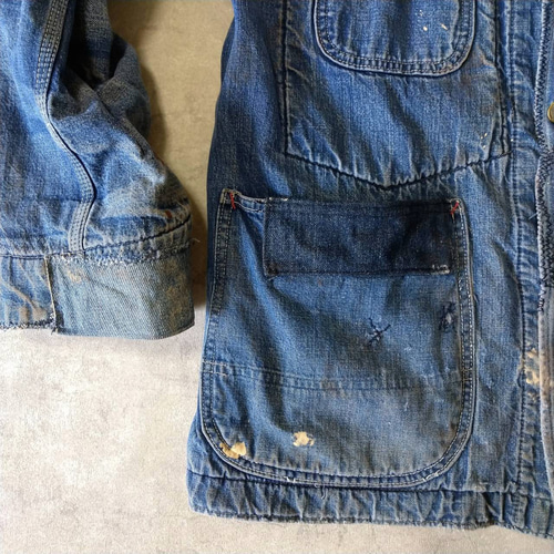 パッチワークリペア 雰囲気◎ ビンテージ デニム カバーオール パッチワークリペア ビンテージ 50s~60s デニム カバーオール