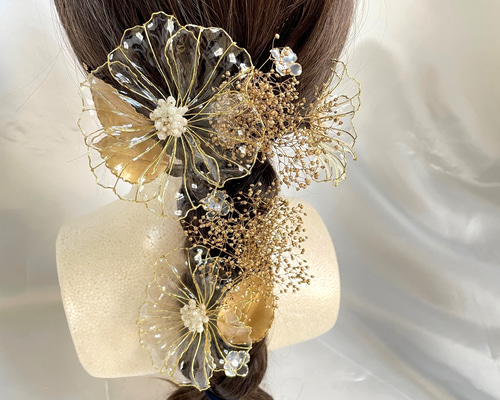 アメリカンフラワー ウェディングヘアアクセサリー 華 アメリカンフラワー ウェディングヘアアクセサリー 華