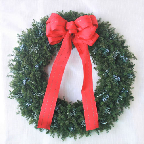 外径約40センチ 赤いリボンの王道クリスマスリース 特大サイズ 大きな