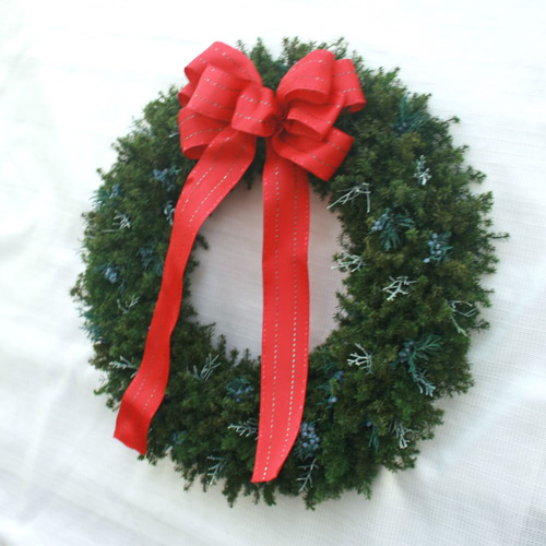 外径約40センチ 赤いリボンの王道クリスマスリース 特大サイズ 大きな