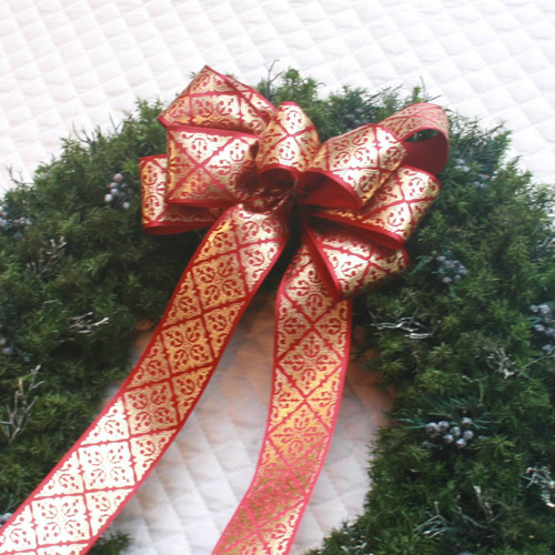 外径約40センチ 赤いリボンの王道クリスマスリース 特大サイズ 大きな