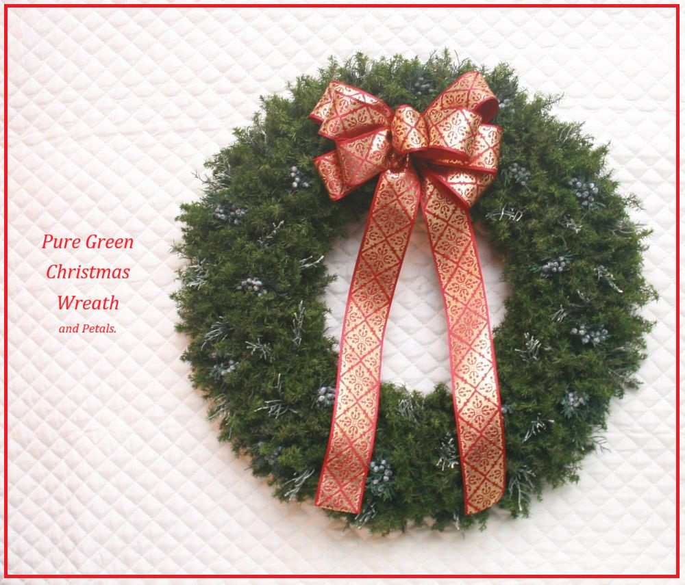 外径約40センチ　赤いリボンの王道クリスマスリース　特大サイズ　大きなリース　W076