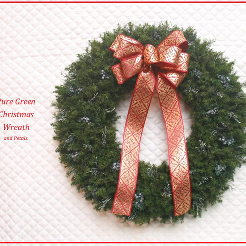 外径約40センチ 赤いリボンの王道クリスマスリース 特大サイズ 大きな