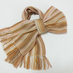 マロニエ色の手織り春マフラー　長さ164cm 3枚目の画像