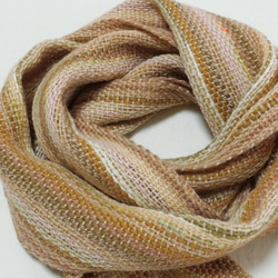 マロニエ色の手織り春マフラー　長さ164cm 2枚目の画像