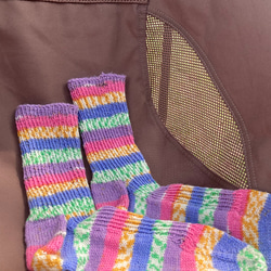 送料無料　寒さ対策　ウール靴下　手編み靴下　アウトドア　ウォッシャブルウール使用　キャンプ 3枚目の画像