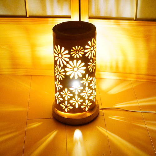 竹灯り・竹あかり・竹灯籠・竹灯篭・竹ランプ 両面彫り～～ 癒しの灯り