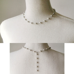 米色/水晶玻璃珍珠與鏈條 5way 項鍊 第3張的照片